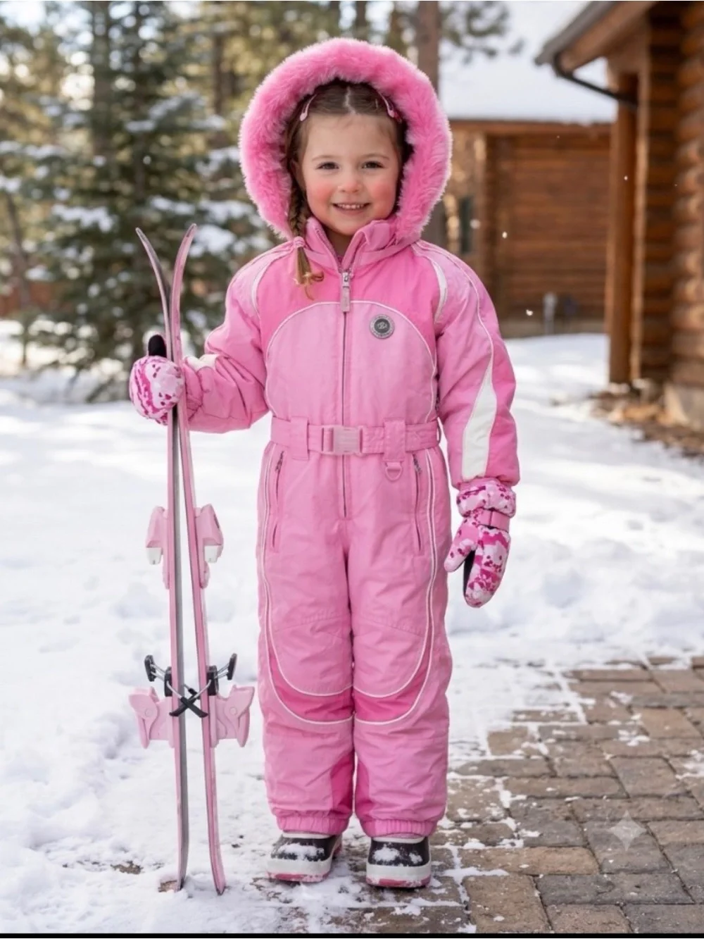 Obermeyer Preschool Girls Pink Belted One-Piece Ski Snow Gorpcore Suit Size 2